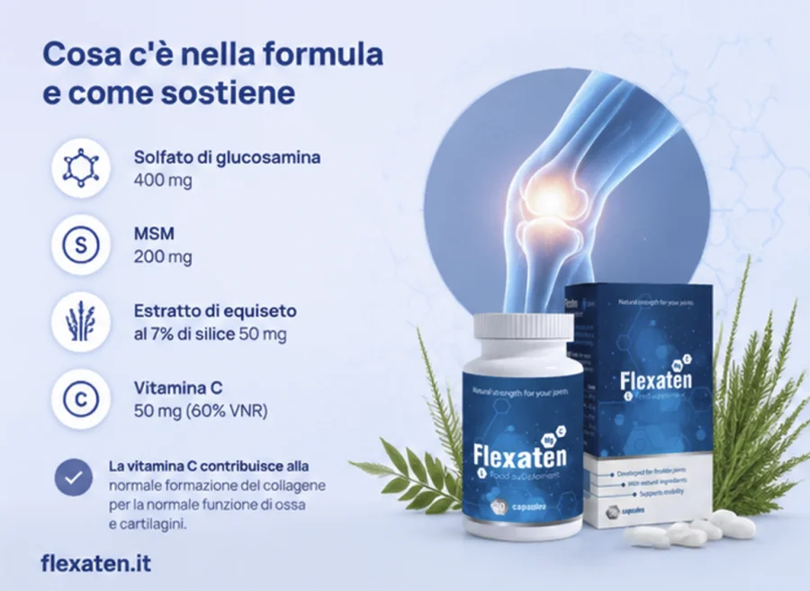 Flexaten — capsule con glucosamina, MSM, equiseto e vitamina C